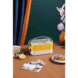 Starseven Vagonlife Çift Katmanlı Paslanmaz Çelik Beslenme KABI-1400 ml (Çatallı Kaşık) Beslenme Kutusu (Sarı