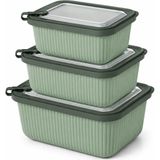 Starseven Vakumlu Silikon Kapaklı Plastik Saklama Kabı Seti, 3.5 Litre, Mikrodalga Derin Dondurucu Için, G