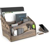 Starseven Wavy Masaüstü Organizer A4 Kağıt Kalemlikli Evrak Rafı Mini Kitaplık (Ceviz)