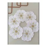 StarStalıa Kahve Yanı Peçete Çiçek Desenli Nakışlı Doğal Keten Peçetelik 15x15 cm Çeyizlik Şık Sunumluk