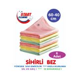 START CLEANING Mikrofiber Sihirli Temizlik Bezi 6 Adet | Cam,Ayna,Mutfak,Banyo,Araç Genel Temizlik Bezi (60/40 cm)