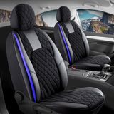 Startcar Daewoo Racer Yarı Deri Oto Koltuk Kılıfı Ön Arka Set Chester Serisi Siyah Mavi Scr - Siyah - Mavi