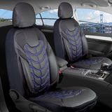 Startcar fiat Albea Uyumlu Full Deri Oto Koltuk Kılıfı Ön Arka Set Classy Model Siyah Mavi Sc - Siyah - Mavi