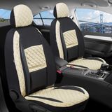 Startcar Volkswagen Bora Deri Detaylı Oto Koltuk Kılıfı Ön Arka Set Siyah Bej Alpine Model Scr - Siyah - Bej
