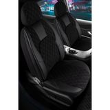 Startcar Volkswagen Passat B7 Highline Yarı Deri Oto Koltuk Kılıfı Ön Arka Set Chester Serisi Siyah Beyaz Scr - Siyah - Beyaz