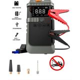 Stary 12000MAH 4'ü 1 Arada Araç Akü Takviye Cihazı - Hava Kompresörü, Kablosuz Jump Starter & Powerbank - GRİ