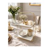 STATİKA HOME İki Katlı Şık Mika Sunumluk Kurabiyelik 35x25x20cm