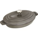 Staub Kapaklı Döküm Servis Tabağı Oval 23 X 17 Cm Grafit Gri