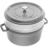 STAUB LA COCOTTE DÖKÜM TENCERE BUHARLI PİŞİRİCİ İLE | GRAFİT GRİ | 26 CM | 5,25 L | YUVARLAK