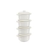 Staub Seramik 4'lü Mini Cocotte Fırın Kabı Seti - Beyaz