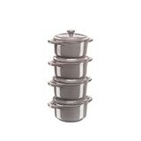 Staub Seramik 4'lü Mini Cocotte Fırın Kabı Seti - Gri