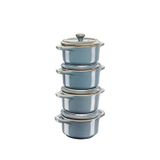 Staub Seramik 4'lü Mini Cocotte Fırın Kabı Seti - Mavi