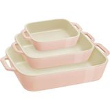 Staub Seramik Dikdörtgen Fırın Kabı Seti 3 Prç Pembe - 1025099 - 27 cm