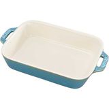 Staub Seramik Fırın Kabı 20 x 16 cm Dikdörtgen Mavi Renkli 1'li Kullanım İçin Özel Tasarım