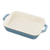 staub Vintage Renkli Tabak 40511-868 Dikdörtgen Tabak, Turkuaz 7,9 x 6,3 inç (20 x 16 cm), Seramik Au Graten Tabağı, Kiş, Isıya Dayanıklı, Fırında Güvenli ve Mikrodalga Güvenli