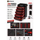 Staxx 200 Parça Profesyonel 1/2 Havalı Lokma Seti + İzeltaş Anahtar Takımlı 5Çekmece Dolu Alet Dolap