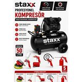 Staxx 50 Lt Güçlü Sessizhava Kompresörü + 5 Parça Kompresör Seti + Havalı Orbital Zımpara Seti Hediy
