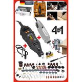 Staxx Çift Makine 62 Parça 12V Mini Gravür Hobi Taşlama Oyma Seti + 300Parça 500W Dremel Mengene Hediyeli