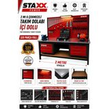 Staxx Full Dolu Takım Dolabı 268 Parça İzeltaş Anahtar Takımlı Çalışma Tezgahı