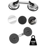 STAXX POWER 100Kg Max Çift Vakum Cam Mermer Seramik Çiftli Vantuz Cam Tutucu Seramik Mermer Taşıma Aparatı