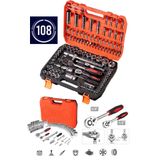 Staxx Power 108 Parça Mekanik Alet Seti Lokma Takımı Seti Çok Fonksiyon 1/2 ve 1/4 Cırcırlı Lokma Anahtar Takımı