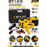 Staxx Power 12V Elektrikli Kriko Seti 5 Ton Kompresör 480NM Somun Sökme Makinesi LED Fenerli Full Araç Tamir Set