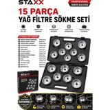 Staxx Power 16 Parça Yağ Filtre Sökme Seti Universal Filtre Lokma Anahtar Takımı Cup Tip Servis Tipi Full Set