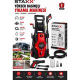 Staxx Power 180 Bar Basınçlı Yıkama Makinesi 2500W Bakır Motorlu Köpük Aparatlı Oto Bahçe Duvar Temizleme Set