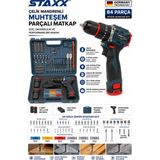Staxx Power 18V Li-Ion Şarjlı Matkap Çelik Mandrenli 84 Parça Ahşap Metal Beton Delme Seti Çantalı