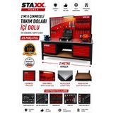STAXX POWER 2 Metre 6 Çekmeceli 268 Parça Dolu Takım Tezgahı Full Profesyonel Set İzeltaş Anahtar Takımı