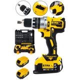 Staxx Power 36V 5Ah Çift Metal Şanzuman Çift Akülü Darbeli Şarjlı Matkap Vidalama + 30 Parça Set