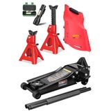 STAXX POWER 3Ton Hidrolik Paslanmaz Çift Piston Düşük Kaldırma Krikosu + 3Ton Sehpa Kriko + Tamirci Kızağı Set