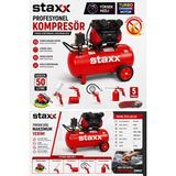 Staxx Power 50 Litre Sessiz Yağsız Hava Kompresörü + 5 Parça Hava Kompresör Seti Havalı Orbital Zımpara Dahil