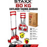 Staxx Power 80 kg Katlanır Taşıma Arabası | Portatif Koli Yük El Arabası | Alüminyum Gövde | Sessiz Tekerlek | Bagaj, Depo ve Alışveriş Arabası