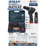 Staxx Power 84 Parça Çelik Mandrenli Brushless Şarjlı Matkap Seti 18V X2 Çift Akülü Vidalama ve Delme Makinesi