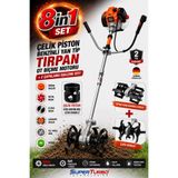 Staxx Power 8x8 Ultra Güçlendirilmiş 8ın1 Benzinli Yan Tip Tırpan Ot Biçme Motoru + 2 Çapalama Eşeleme Seti