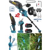 Staxx Power Blue Kömürsüz Motor 2100VLION X2çift Akülü 2,70MT Teleskopik Yüksek Dal Budama ve Bağ Makası 2li Set