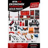 Staxx Power Ekonomik Tamirhane Açılış Paketi 4 Ton Lift 200LT Kompresör Izeltaş Takım Tezgahı Full Servis Seti - Acı Kahverengi