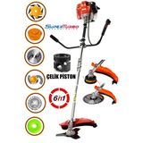 STAXX POWER Güçlendirilmiş Çelik Pistonlu 20HPX Super Benzinli Yan Tırpan Ot Biçme Tırpanı 6IN1 Çok Başlıklı