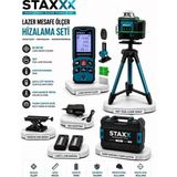 Staxx Power Lazer Mesafe Ölçer ve 360° Yeşil Lazer Terazi Seti 80 Metre Tripodlu Profesyonel Ölçüm Kiti