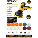 Staxx Power Oto Polisaj Profesyonel Pasta Cila Makinesi 125 mm 11 Parça Polisaj Seti 6 Kademeli Hız Ayarlı