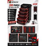Staxx Power Premium Izeltaş Anahtarlı Içi Dolu 200 Parça Atölye Dolabı Takım Arabası 1/2 Bijon Sökme Tabancası - Altın