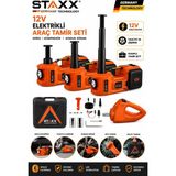 Staxx Power Premium Muhteşem Süper Kriko Seti Elektrikli Kriko Kompresör Bijon Sökme ve LED Fenerli Full Set