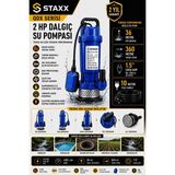 Staxx Power Qdx 2 Hp Dalgıç Su Pompası Bakır Sargılı Şamandıralı 40 Metre Basma 1.5'' Çıkışlı Temiz Su Motoru