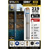 Staxx Power Sdm4 3hp Trifaze Derin Kuyu Dalgıç Kalem Dalgıç Pompa Seti 219 Metre Full Takım Bakır Sargılı 380V