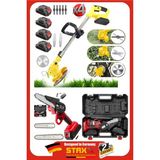 Staxx Power US2190 4x 40VF Akülü Dal Budama Kesme Testere + Akülü Teleskopik Ot Çayır Çim Biçme Budama Makinesi