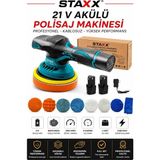 Staxx Power X2 Akülü Pasta Cila Polisaj Makinesi | 2 Akülü | 6 Kademeli Hız Ayarı | Full Aksesuar Seti Cilalama