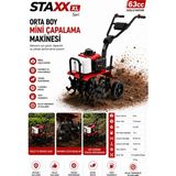 Staxx Power Xl 63CC Benzinli Mini Çapa Makinesi 2 Zamanlı 20HPX Güçlü Şanzımanlı Bahçe Toprak Işleme 19 kg