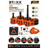 Staxx Premium Muhteşem Kriko Seti Elektrikli Kriko Kompresör Bijon Sökme Ve Led Fenerli Full Set
