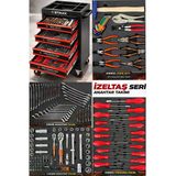 Staxx Xl Trend İzeltaş Seri 5 Çekmeceli İçi Dolu 185 Parça Full Set Alet Dolabı Atölye Takım Arabası